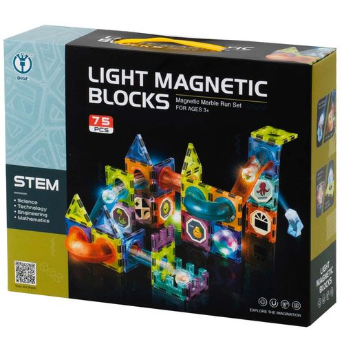 Klocki Świecące Magnetyczne Konstrukcyjne Tor Kulkowy Kulodrom Panele 75 na Arena.pl