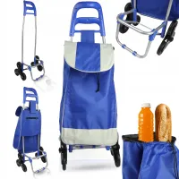 WÓZEK ZAKUPOWY MATERIAŁOWY NA KÓŁKACH TORBA NA ZAKUPY WYGODNY UCHWYT