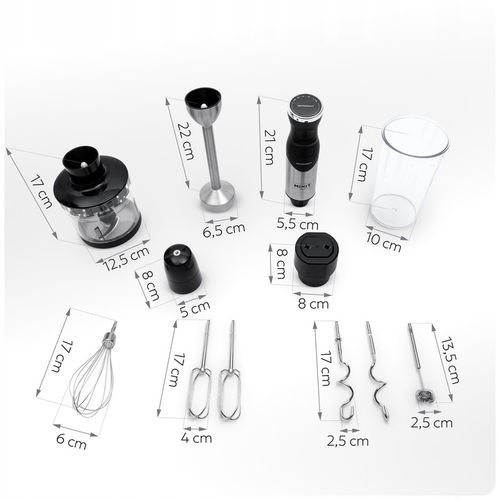 Blender ręczny 1500W czarny Berdsen tytanowe ostrza wielofunkcyjny 6w1 na Arena.pl