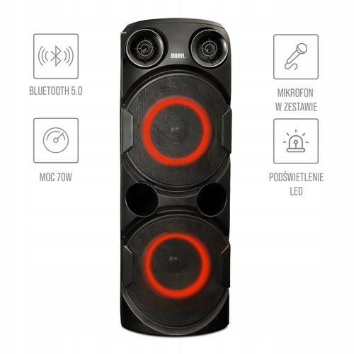 Moevi Duży głośnik 70 W przenośny, kolumna karaoke z mikrofonem, 63 cm na Arena.pl