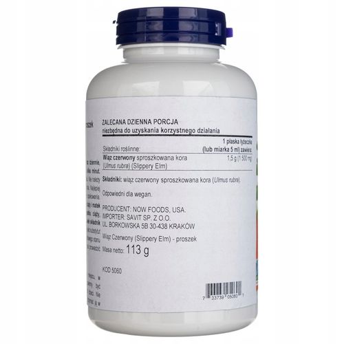 Now Foods Wiąz czerwony (Slippery Elm) w proszku - 113 g na Arena.pl