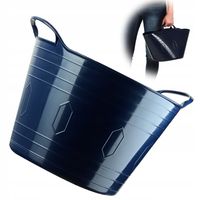 KADAX Kosz Plastikowy Na Pranie Uniwersalny 15L Kwadratowy Uchwyty Granat