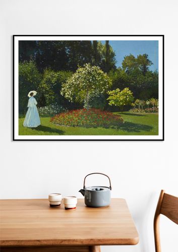 Plakat 18x13cm Lady in the Garden, Monet Vintage do Salonu na Arena.pl