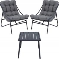 Zestaw ogrodowy CASPER 2x Fotel Ogrodowy + Stolik do ogrodu Dark Grey