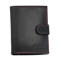 skórzany portfel męski z ozdobną nicią sanchez classic - czarny