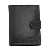 skórzany portfel męski z ozdobną nicią sanchez classic - czarny