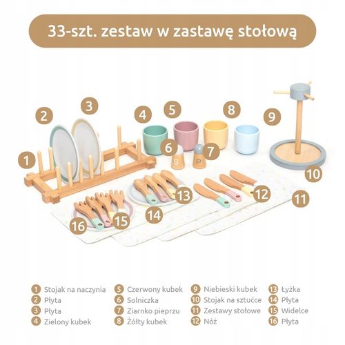 UMU Zestaw naczyń drewnianych dla dzieci 28 szt. na Arena.pl