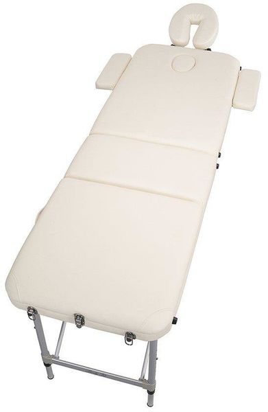Stół, łóżko do masażu 3-segmentowe aluminiowe Kremowe zdjęcie 4