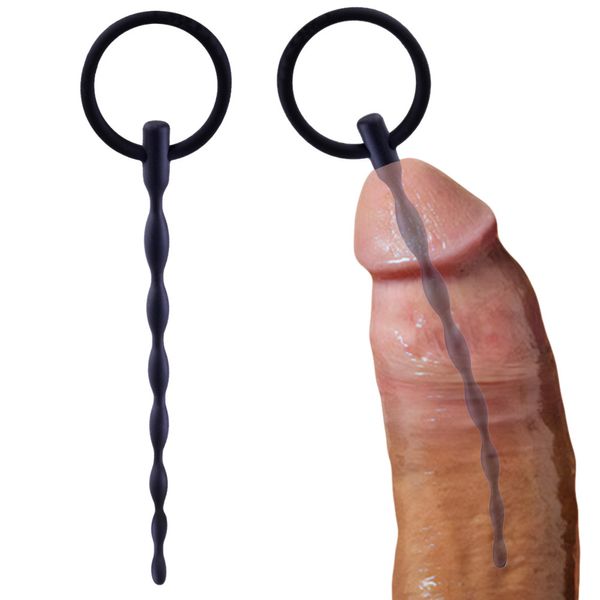 Silikonowy Dilator Z Masującymi Kulkami Penis Plug zdjęcie 1