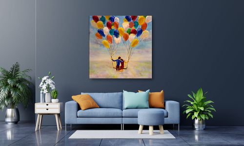 OBRAZ NA PŁÓTNIE 078 Para na balonach 30x30cm na Arena.pl