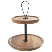 Patera 2-piętrowa Poziomowa Drewniana na Ciasto Ciastka Owoce Przekąski