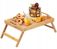 STOLIK ŚNIADANIOWY POD LAPTOPA DO ŁÓŻKA TACA BAMBUSOWA DREWNIANA NA PREZENT