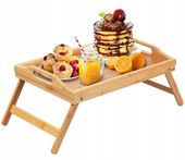 STOLIK ŚNIADANIOWY POD LAPTOPA DO ŁÓŻKA TACA BAMBUSOWA DREWNIANA NA PREZENT