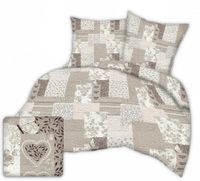 Pościel z kory 160x200 beżowa patchwork serca motyle kwiaty