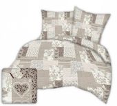 Pościel z kory 160x200 beżowa patchwork serca motyle kwiaty