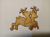 Bombka 10 cm ze sklejki "Dwa Reniferki"