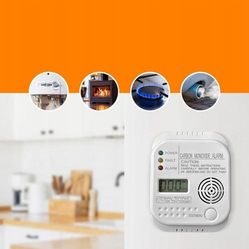 Bezprzewodowy czujnik gazu tlenku węgla czadu i dymu na baterię alarm na Arena.pl