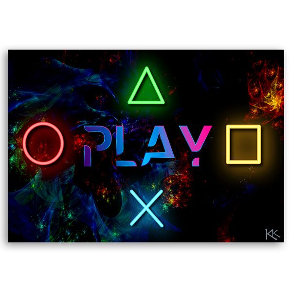 Obraz na płótnie, Napis play i przyciski do kontrolera 90x60 90x60 zdjęcie 3