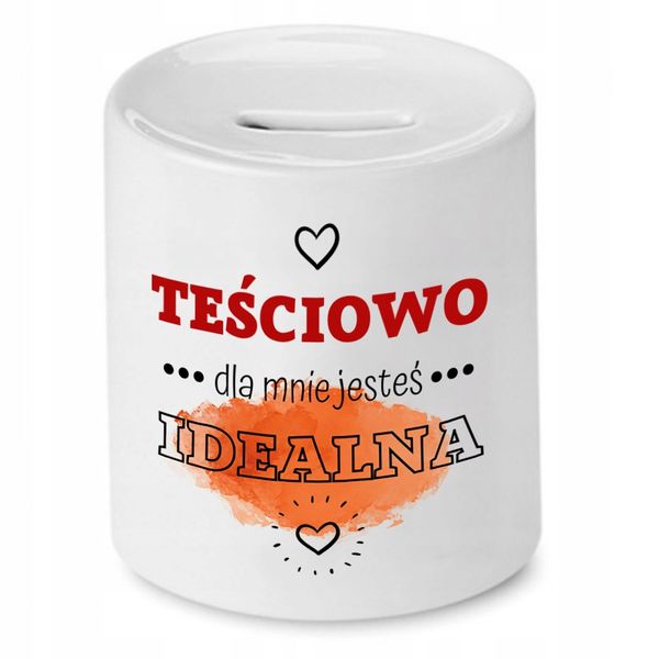 Skarbonka Dla Teściowej Dla Mnie Jesteś Idealna Z Nadrukiem Ze Zdjęciem zdjęcie 1