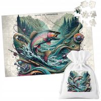 PUZZLE TRADYCYJNE - WĘDKARSKIE WZORY RYBAK WĘDKA FANATYK RYBA - 35 el