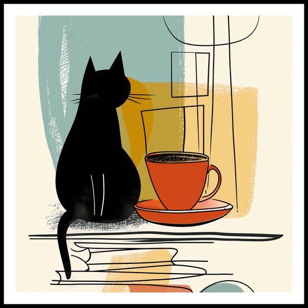 Plakat 70x70cm Kot i Kawa zdjęcie 3