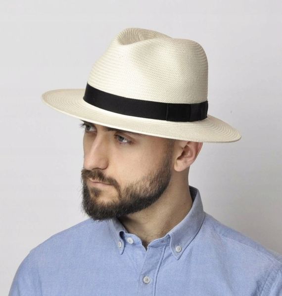 Kapelusz panama męski fedora PEDRO krem 59 zdjęcie 2