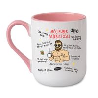 KUBEK "MÓJ KUBEK ZAJEBISTOŚCI" Wzór - Elegant Coffee Różowy 330 ml
