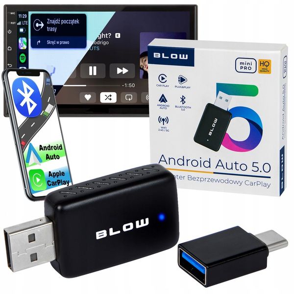 ADAPTER MODUŁ CARPLAY ANDROID AUTO BEZPRZEWODOWY WIFI BLUETOOTH MINI zdjęcie 1