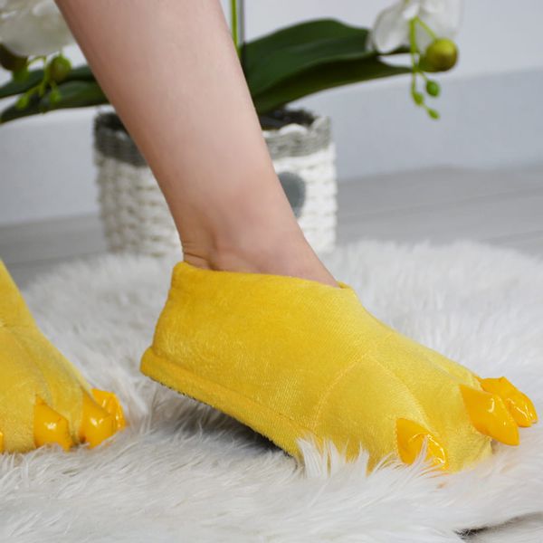 CIEPŁE KAPCIE PLUSZOWE ŁAPY PAZURY CIAPY ZÓŁTE UNISEX ONESIES PANTOFLE M zdjęcie 3