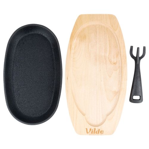 Patelnia Żeliwna na Desce Serwowania Potraw Gorący Półmisek Talerz Sizzler na Arena.pl