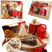 ZESTAW PREZENTOWY BOX KOSZ ŚWIĄTECZNY KUBEK PREZENT NA MIKOŁAJKI ŚWIĘTA