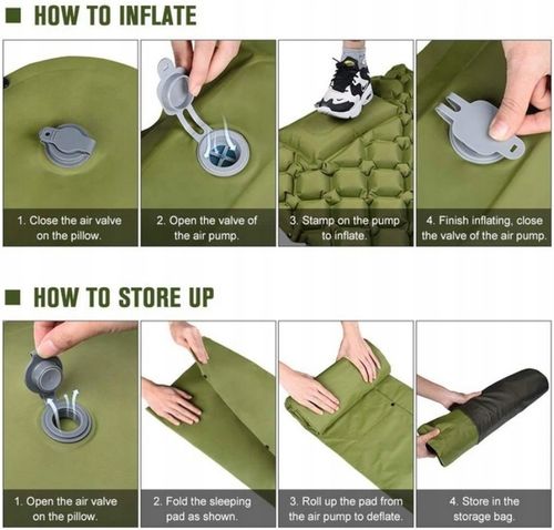 DMUCHANA MATA Z WBUDOWANĄ POMPKĄ KARIMATA LEKKI GRUBY WYGODNY MATERAC ŁÓŻKO na Arena.pl