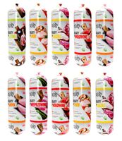 Mokra karma dla psa 70% mięsa, mix smaków kiełbasa, baton, pasztet 10x 900g