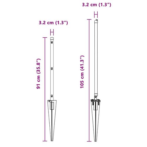 Słupek ogrodzeniowy. 26 pcs Srebrny 3.2 x 3.2 x 60 cm Stal na Arena.pl