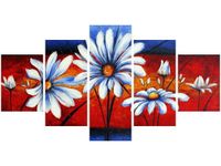 80CM 150CM OBRAZ 5 ELEM POLNE KWIATY ŚCIENNY