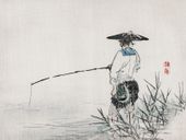 Plakat 40x30cm Fisherman, Kōno Bairei Japoński Vintage do Salonu