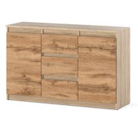 Komoda Nowoczesna 120cm Z 3 Szufladami 120cm Młodzieżowa Sonoma Dąb Wotan