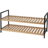 PÓŁKI REGAŁ NA BUTY 2 POZIOMY BAMBUS HOME STYLING COLLECTION