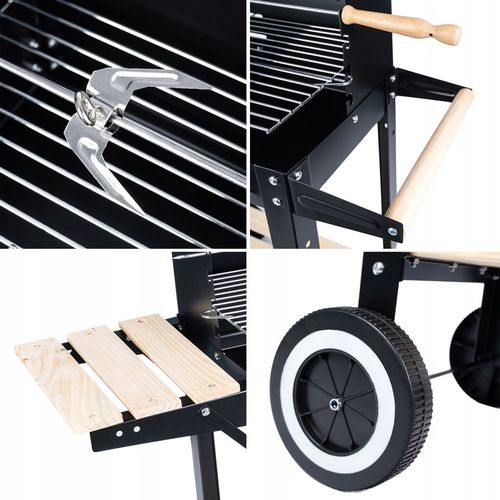 GRILL ogrodowy Węglowy na kołach DUŻY Rożen PÓŁKI Gril Regulacja Rusztu na Arena.pl