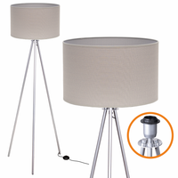 Lampa Podłogowa Trigni SREBRNA Styl Skandynawski Szary VLORA abażur