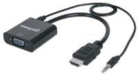 Konwerter HDMI na VGA 1080p M/F audio zasilanie Micro USB MANHATTAN 151450