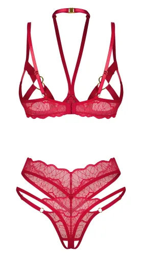 obsessive cupide desir komplet koronkowy czerwony 2xl/3xl regulowany na Arena.pl