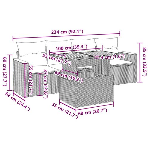 5-cz. zestaw mebli z poduszkami, beżowy, rattan PE i akacja na Arena.pl