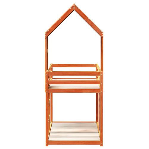 Łóżko z piętrem i daszkiem, woskowy brąz, 80x200 cm na Arena.pl