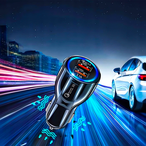 ŁADOWARKA 2x USB QUICK CHARGE 3.0 KABEL USB 3W1 LIGHTNING MICRO USB C 120CM na Arena.pl