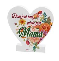 drewniana tabliczka serce z podstawką wzbogacona lakierem uv z