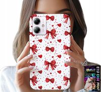 ETUI DO MOTOROLA MOTO G14 - CZERWONE WSTĄŻKI WSTĄŻKA MODNE WZORY