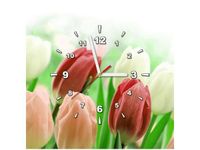 40X40CM ZEGAR CZERWONE TULIPANY OBRAZ