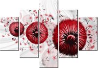 70 100CM OBRAZ 5 ELEM CZERWONE DMUCHAWCE 5 DRUK PŁÓTNO