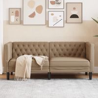 Sofa Chesterfield, 2-os., cappuccino, sztuczna skóra